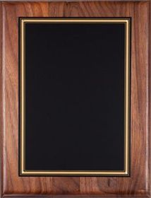 Blank Walnut Plaque w/ Gold Border & Black Engraving Plate (8"x10 1/2")
