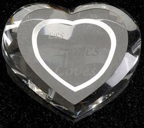Custom Optical Crystal Heart Shape Paper Weight (4"x4")