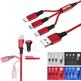 Custom 3 in 1 Nylon Woven Braided USB Charging Cable, 40" L
