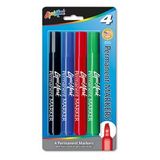 Blank 4 Pack Permanent Broadline Markers - Assorted Colors - Made In The Usa