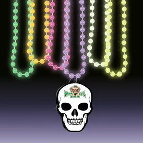 33" Glow-in-the-Dark Party Beads w/ a Custom Shaped/Printed Gloss Finish Medallion