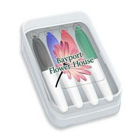 Custom Mini Dry Erase Marker Four Pack With Full Color Decal, 3" W X 4" H X 1" D