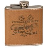 Custom 6 Oz Leather Stainless Steel Flask(screened)