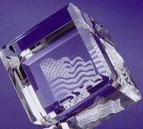 Custom Optical Crystal Standing Cube Paperweight (2