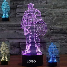 Custom Captain America shield 3D night light, 9.84" L x 4.3" W x 3.4" H