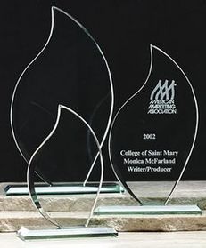 Custom Jade Glass Flame Award (6"x10")