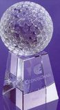 Custom 80 Mm Optical Crystal Golf Ball Award w/ Tall Base, 3