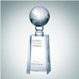 Custom World Globe Optical Crystal Award (Small), 6 1/2