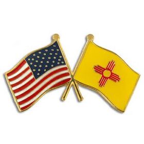 Blank New Mexico & Usa Crossed Flag Pin, 1 1/8" W
