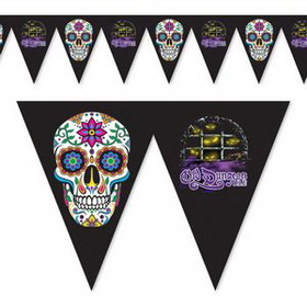 Custom Printed Day of the Dead Pennant Banner, 11 1/4" H x 7' L