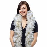 Blank 6' White Feather Boa With Gold Tinsel