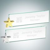 Custom Jade Glass Nameplate w/Star Chrome Holder, 3
