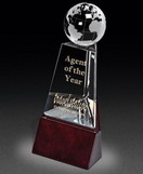Custom Medium Mulholland Globe Crystal Award, 3 3/4