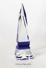 Custom Spire Award Crystal Award Trophy., 13" L x 4" W x 4" H