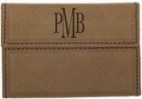 Custom Dark Brown Leatherette Hard Business Card Holder, 3 3/4