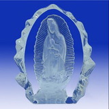 Custom Lady of Guadalupe Crystal Sculpture, 4.75