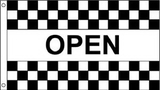 Custom Open Black & White Nylon Checkered Message Flag, 3' W x 5' H