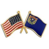 Blank Nevada & Usa Crossed Flag Pin, 1 1/8