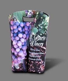 Custom Double Wine Bottle Tote (Sublimated), 4" W X 5 1/4" H