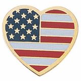 Blank Military Award Lapel Pins (American Flag Heart), 5/8