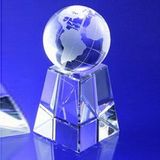 Custom Awards-crystal globe with base.8 inch high, 4 1/2