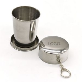 Custom 4.5oz Collapsible Stainless Steel Cup, 2 1/2" Diameter x 3" H