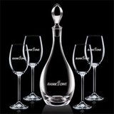Custom 32 Oz. Crystalline Malvern Decanter W/ 4 Wine Glasses