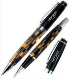 Custom Crown Collection Kaleidoscopic Metal Ballpoint & Rollerball Pen Set (Black/Brown/Orange)
