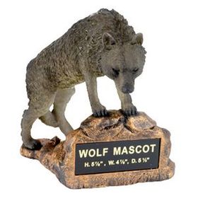 Custom Wolf School Mascot Sculpture w/Engraving Plate, 5 7/8" H x 4 7/8" W x 5 1/2" D