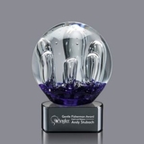 Custom Serendipity Small Hand Blown Art Glass Award w/ Black Base, 5 1/2