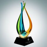 Custom Art Glass The Tripod Award w/Black Crystal Base, 12 1/4