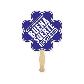 Custom Printed Clover Shamrock Shape Full Color Single Paper Hand Fan, 8" L x 8" W