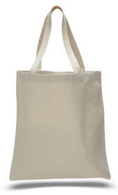 12 Oz. Natural Canvas Promotional Bag w/ Web Handles - Blank (15"x16")