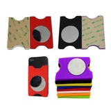 Custom Adhesive Silicone Phone Wallet w/Stainless Steel Mirror, 3.42