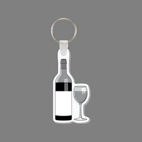 Key Ring & Punch Tag W/ Tab - Wine Bottle & Glass