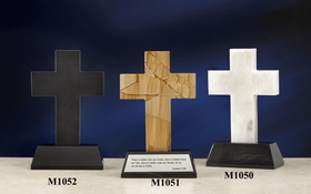 Custom White Genuine Marble Cross Award (10")