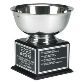 Custom Silver Perpetual Trophy w/ Black Wood Base (10 1/2")