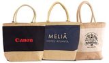 Custom Two-Tone Jute Beach Tote with Cotton Webbed Handles, 17.5
