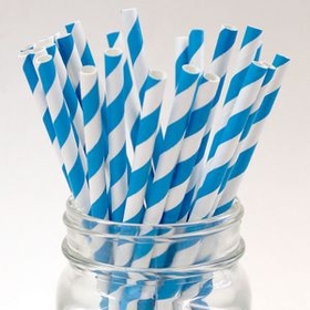 Paper Straws BLANK- 7.70" x .25" Biodegradable Light Blue