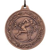Custom Male Track Team w/ Wreath Border J Series Medal (2