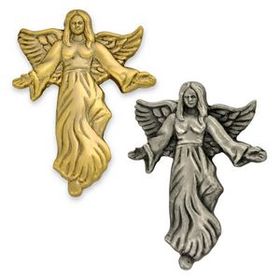 Blank Angel Pin With Flowing Dress Pin- Gold Or Silver, 1 1/8" H
