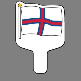 Custom Hand Held Fan W/ Full Color Faroe Islands Flag, 7 1/2" W x 11" H
