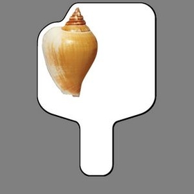 Custom Hand Held Fan W/ Full Color Cone Seashell, 7 1/2" W x 11" H