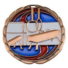 Custom 2 1/2" Color Epoxy Medallion Gymnastics In Bronze