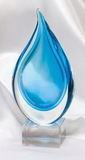 Custom Blue Raindrop Inspired Art Glass Award - 11 1/4