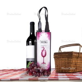 Custom Fully Sublimated Non-woven Single Bottle Wine Tote, 3 1/2