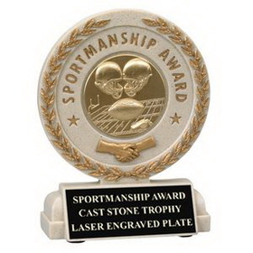 Custom 5 1/2" Sportsmanship Trophy w/Engraving Plate & Holds 2" Medallion (Sold Separately)
