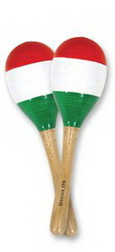 8" Red, White, and Green Wood Maracas w/ Custom Direct Pad Print on Handle