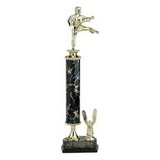 Custom Single Marbled Column Trophy w/Figure Mount (15 1/2