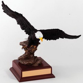 Custom 15" Hand Painted Resin Eagle Trophy on Wood Base